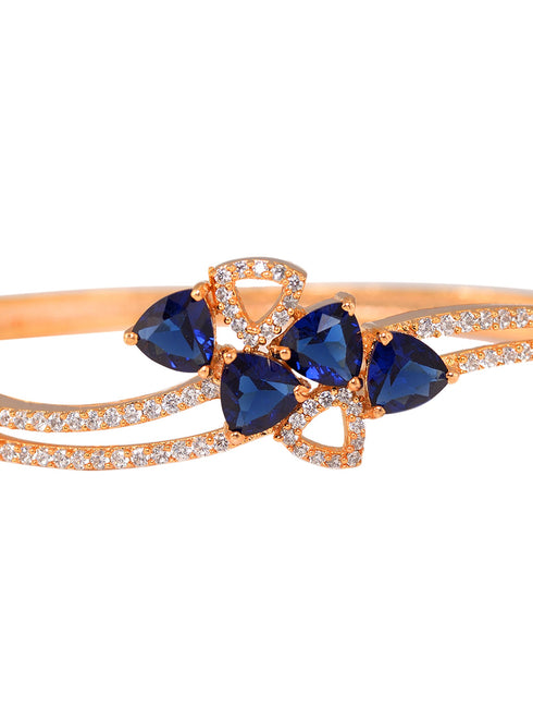 Gold plated Blue AD studded handcrafted stylish Bracelet for Women & Girls