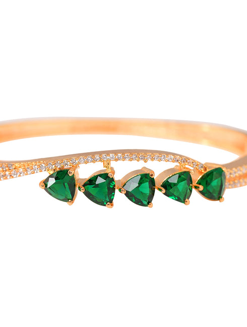 Gold plated Green AD Handcrafted Bracelet for Women & Girls