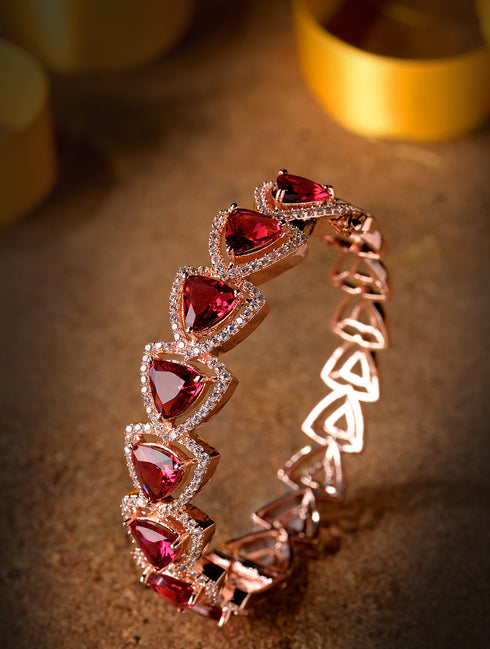 Rose Gold plated Ruby AD designer Handcrafted Bracelet for Women & Girls