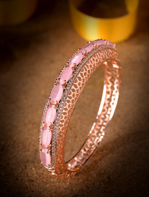 Rose Gold plated Pink AD stylish Handcrafted Bracelet for Women & Girls
