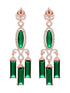 Rose Gold plated Green AD studded Drop Earrings
