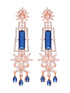 Rose Gold plated Blue AD studded Drop Earrings