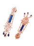 Rose Gold plated Blue AD studded Drop Earrings