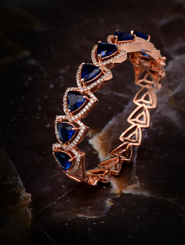 Rose Gold plated Blue AD designer Handcrafted Bracelet for Women & Girls