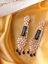 Rose Gold plated Blue AD studded Drop Earrings