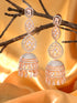 Rose Gold plated Bell shaped AD studded Jhumka Earrings