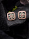 Sqaure Sleek Turquoise studs light blue AD studded rose gold plated small earrings