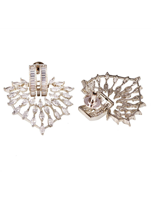 White Rhodium plated AD Heart studded handcrafted Heart shaped Earring for Women and Girls