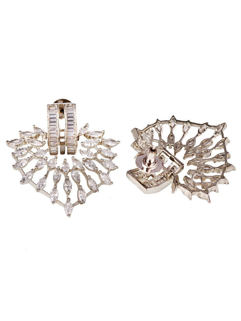 White Rhodium plated AD Heart studded handcrafted Heart shaped Earring for Women and Girls