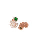 Exquisite Emerald Floral design green earrings Rose gold plated AD studded