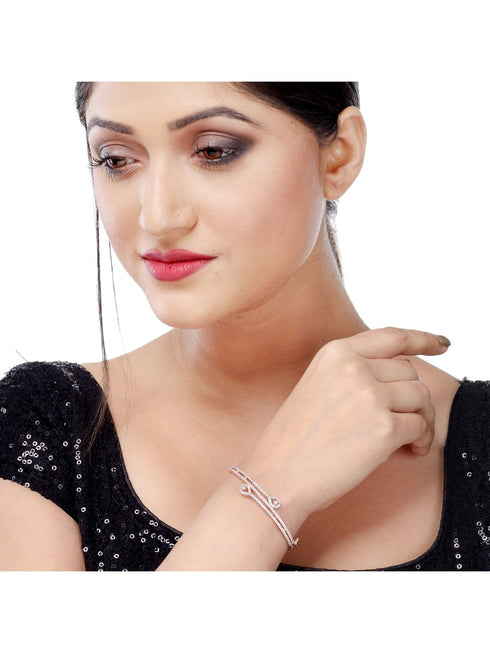 Rose Gold plated AD studded Stylish Modern Handcrafted Bracelet for Women & Girls