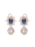 Royal Sapphire studded pearl drop earrings