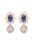 Royal Sapphire studded pearl drop earrings