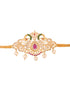 Gold Plated Red AD Studded Peacock Temple Armlet