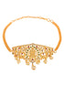 Gold Plated White AD Studded Temple Motif Armlet Bracelet