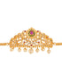 Gold Plated Red AD Studded Pearl Beaded Armlet Bracelet