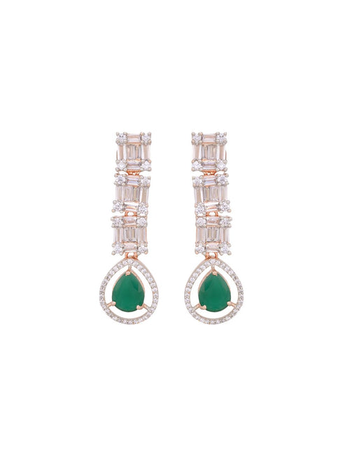 Emerald drop earrings, AD studded and handcrafted