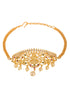Gold Plated White AD Studded Goddess Lakshmi Temple Armlet Bracelet