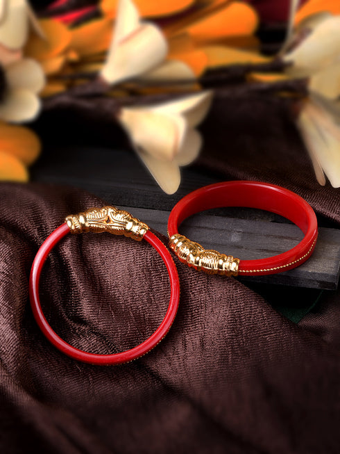 Set Of 2 Red Kangan Bangle Set