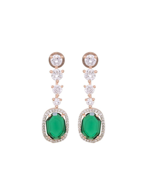 Bottle green drop earrings diamond studded