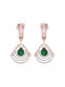 Exquisite diamond and emerald danglers, rose gold plated