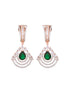 Exquisite diamond and emerald danglers, rose gold plated