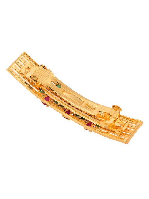 Gold Plated Temple French Barrette Hair Clip