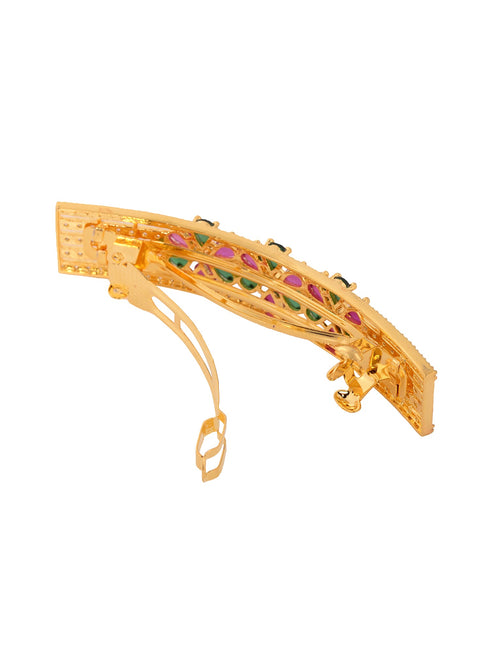 Gold Plated Temple French Barrette Hair Clip