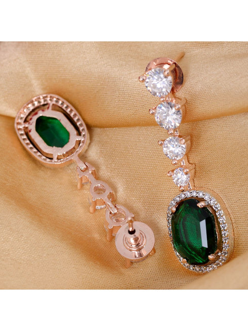 Bottle green drop earrings diamond studded