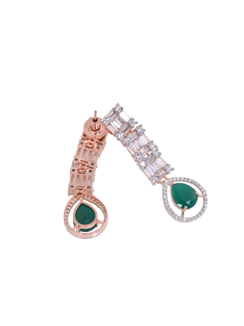 Emerald drop earrings, AD studded and handcrafted