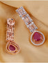 Pink drop earrings, AD studded and handcrafted