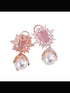 Royal Pink studded pearl drop earrings