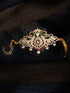 Gold Plated Red AD Studded Peacock Temple Armlet