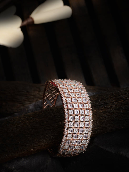 Rose Gold Plated White AD studded Handcrafted Contemporary Barcelet