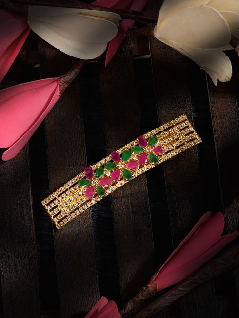 Gold Plated Temple French Barrette Hair Clip