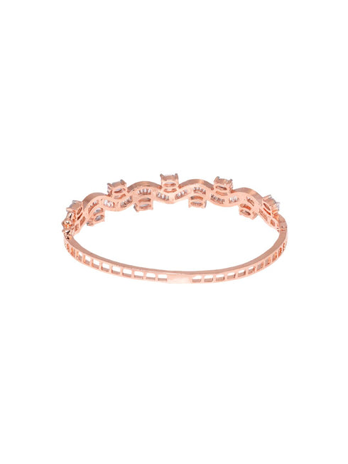Rose Gold plated AD studded Wavy Pattern Bracelet for Women & Girls