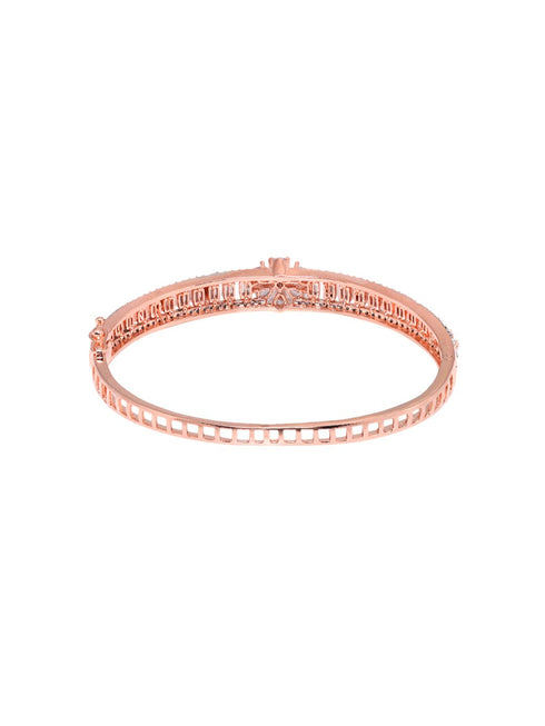 Rose Gold plated AD studded Floral design Bracelet for Women & Girls