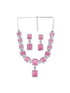 Big rose quartz stuuded handcrafted necklace set earrings