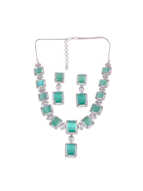 Big turquoise stuuded handcrafted necklace set earrings