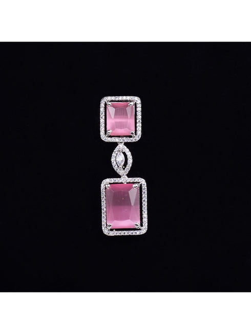 Big rose quartz stuuded handcrafted necklace set earrings
