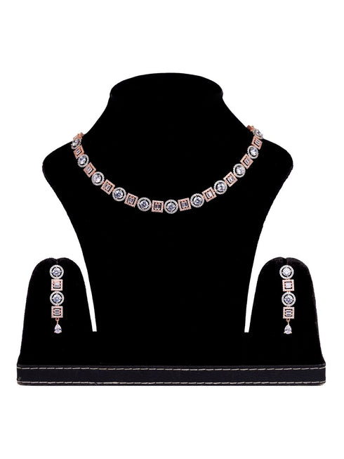 Beautiful light necklace set matching earrings, rose gold plated