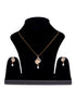 Gold plated AD and Pearl studded Unique leaf design Pendant Earrings set chain for Women & Girls