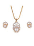 Gold plated AD and Pearl studded Pendant Earrings set chain for Women Girls
