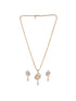 Gold plated AD and Pearl studded Unique leaf design Pendant Earrings set chain for Women & Girls