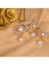 Gold plated AD and Pearl studded Unique leaf design Pendant Earrings set chain for Women & Girls