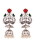 Silver Tonned Contemporary Oxidised Jhumka Earrings