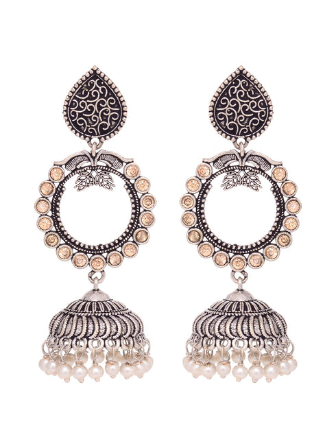 Silver Plated Contemporary Jhumka Earrings