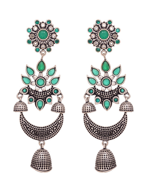 Silver Plated Oxidised Drop Earrings