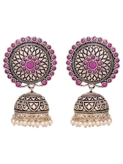 Silver Plated Contemporary Jhumka Earrings
