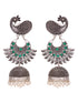 Silver Tonned Peacock design Oxidised Jhumka Earrings